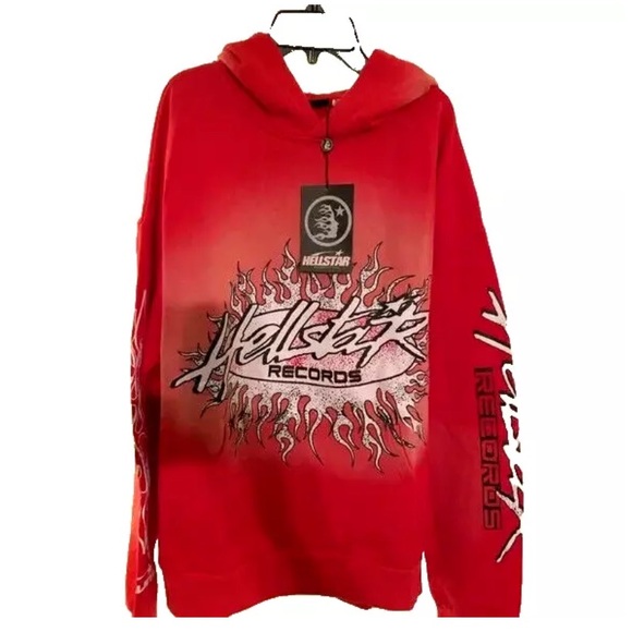 Hellstar Hell Star Studios Records Red Hoodie - Men’s Size L Large - Picture 3 of 9
